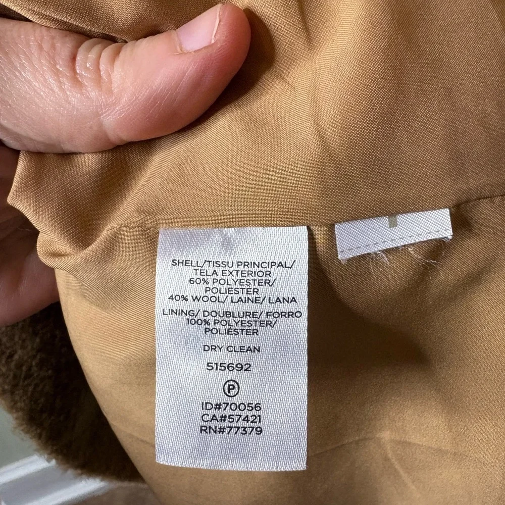 Ann Taylor Camel Wool-Blend Single-Breasted Coat Size XS